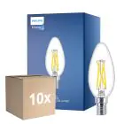 Opakowanie 10x Philips MASTER LED E14 Świeca Włókno Przezroczysty 2.5W 340lm - 922-927 Dim To Warm | Najlepsze Renderowanie Kolorów - Ściemnianie - Zamienne 25W