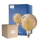 Opakowanie 4x Philips Classic LED Globe E27 200mm Włókno Złoty 7W 470lm - 818 Bardzo Ciepła Biel | Ściemnianie - Zamienne 40W