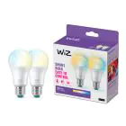 Podwójny pakiet 2x WiZ Smart LED E27 Gruszka Matowy 8W 806lm | Najlepsze Renderowanie Kolorów - Ściemnianie - Zamienne 60W